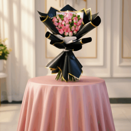 40 Pink Roses Hand-Tied Bouquet