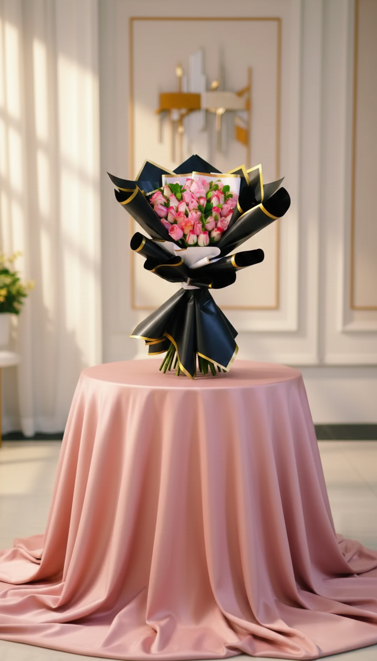 40 Pink Roses Hand-Tied Bouquet