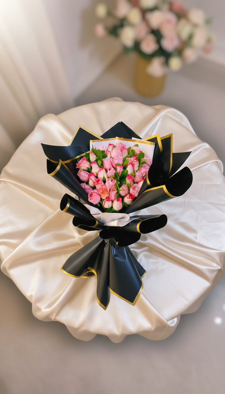 40 Pink Roses Hand-Tied Bouquet - Image 2