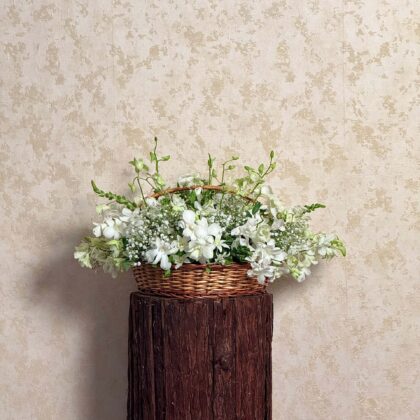 Serene White Orchid Basket