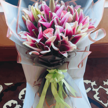 Coral Charm Gladiolus Bouquet