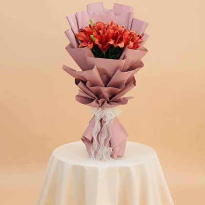 Pink Oriental Lily Bouquet | Fresh Flower Delivery Bangalore