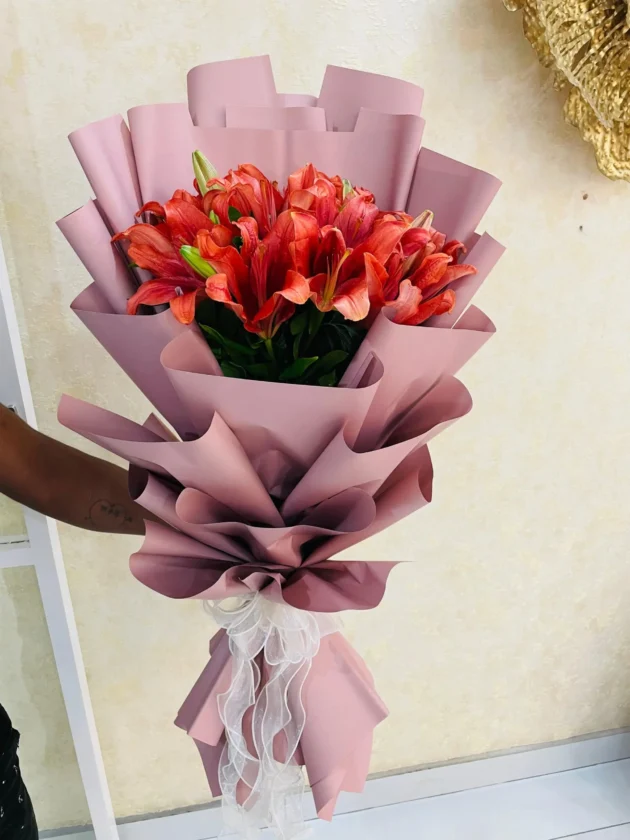pink-oriental-lily-bouquet -fresh-flower-delivery-bangalore