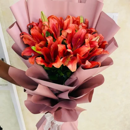 pink-oriental-lily-bouquet -fresh-flower-delivery-bangalore